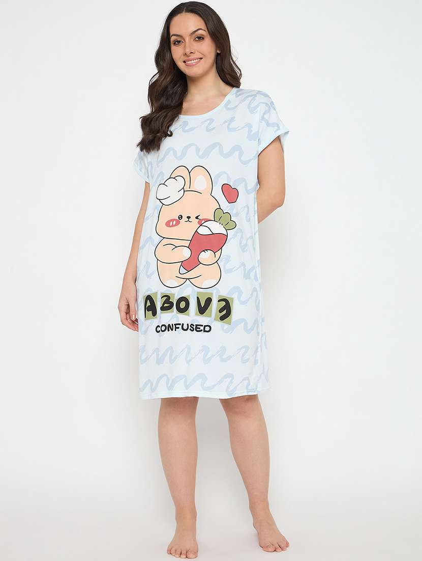 women printed short sleeves sleepshirt - 21911576 - Standard Image - 1