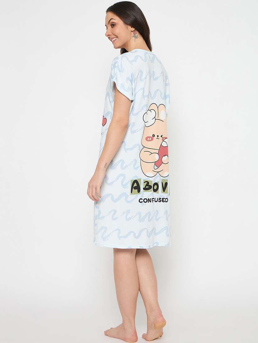 women printed short sleeves sleepshirt - 21911576 - Standard Image - 4