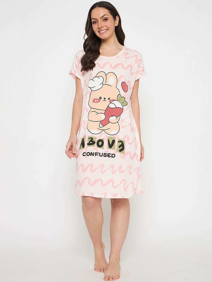 women printed short sleeves sleepshirt - 21911580 -  Standard Image - 1