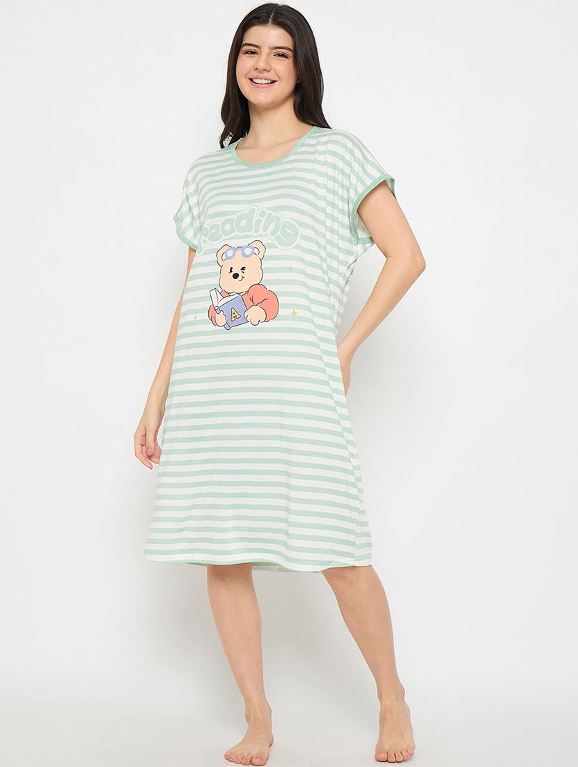 women printed short sleeves sleepshirt - 21911598 -  Standard Image - 1