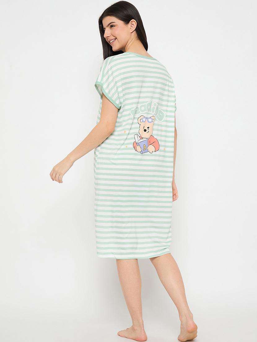 women printed short sleeves sleepshirt - 21911598 - Standard Image - 4