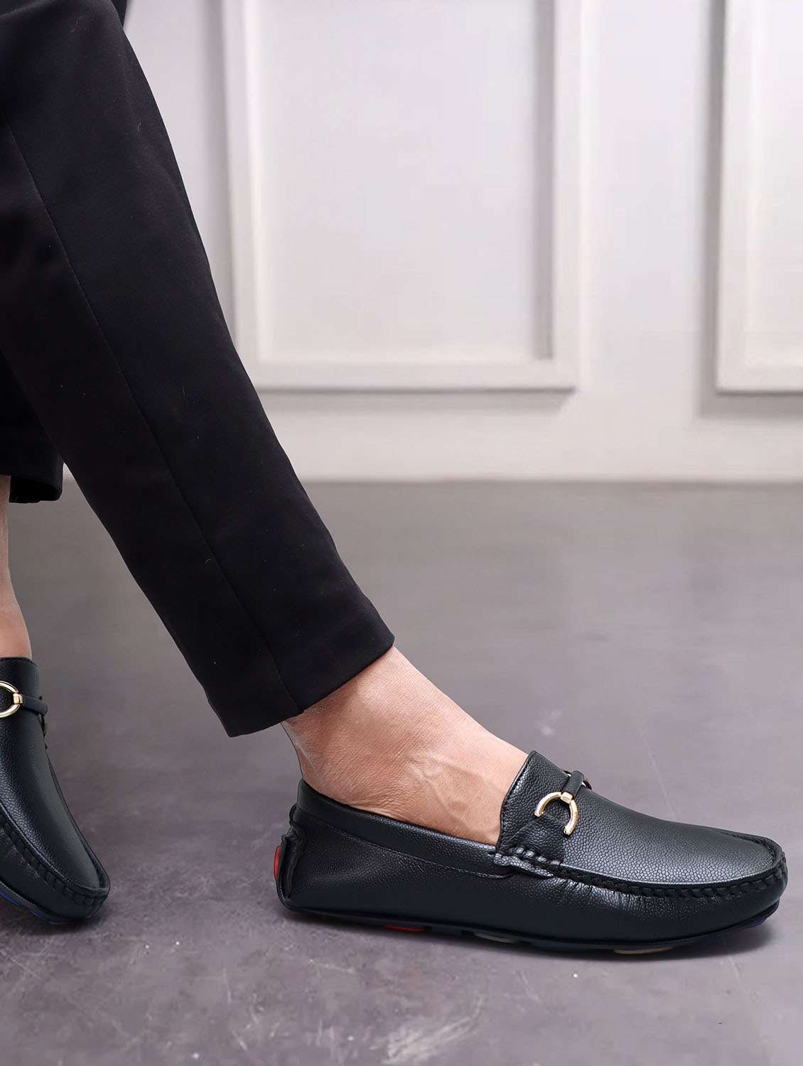 men black solid horsebit loafer - 21911728 -  Standard Image - 1