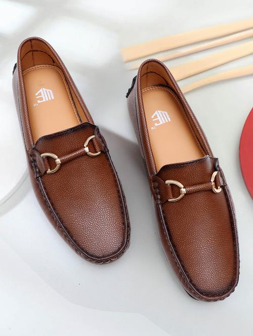 men brown solid slip on horsebit loafer - 21911731 -  Standard Image - 0