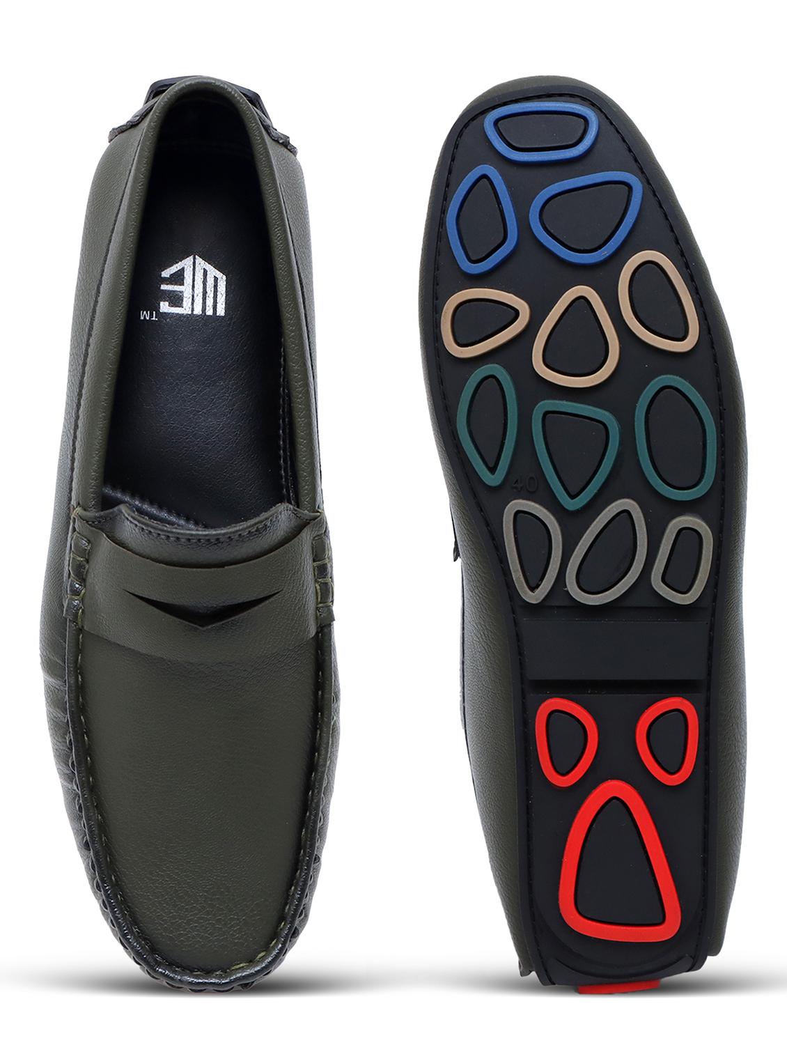 men olive solid slip on loafer - 21911733 - Standard Image - 6