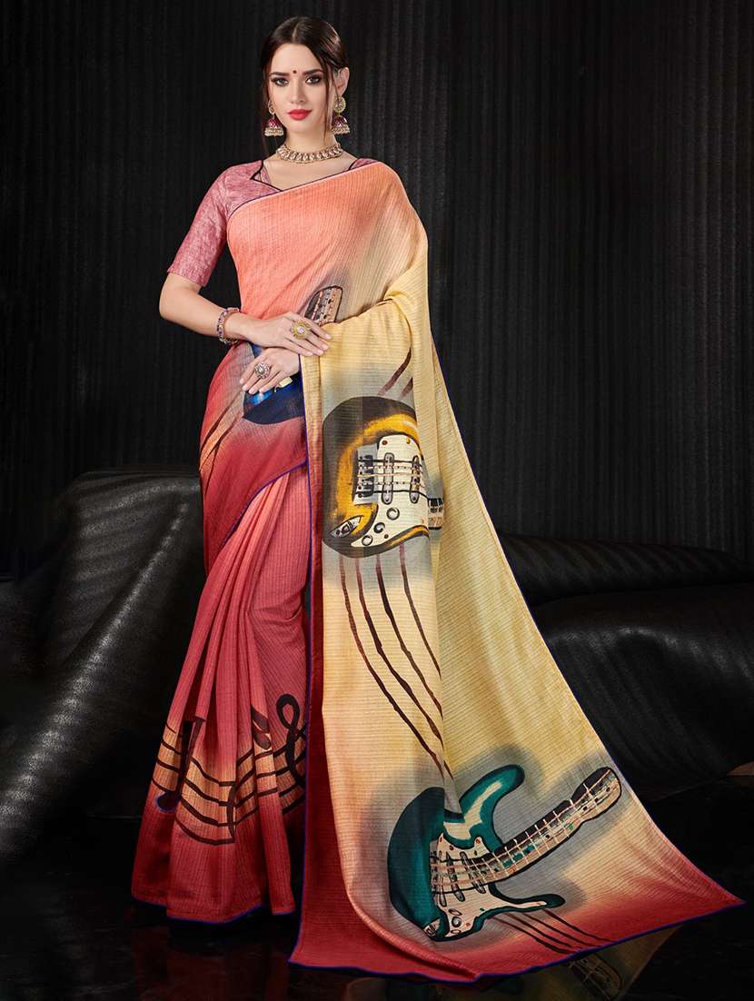 women printed casual wear saree with blouse