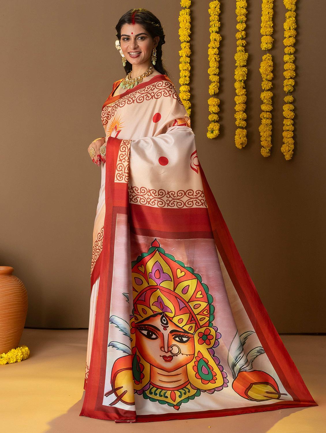 women printed casual wear saree with blouse - 21911818 -  Standard Image - 1