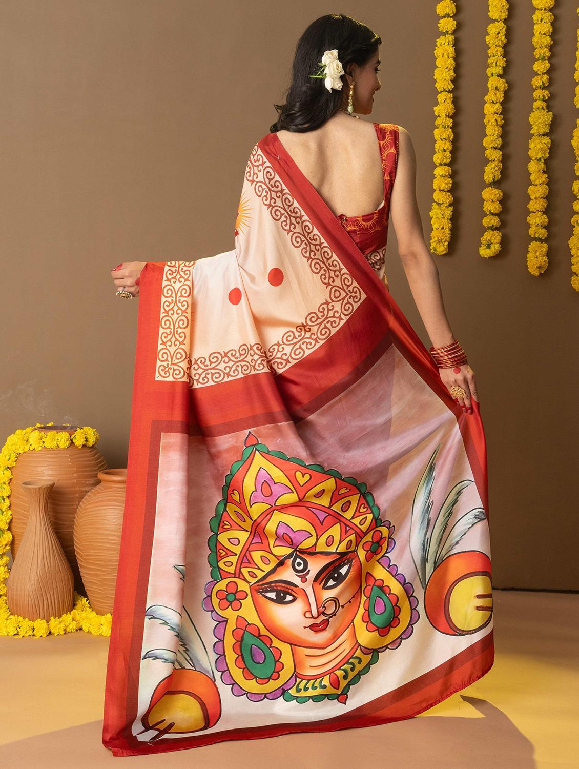 women printed casual wear saree with blouse - 21911818 - Standard Image - 4