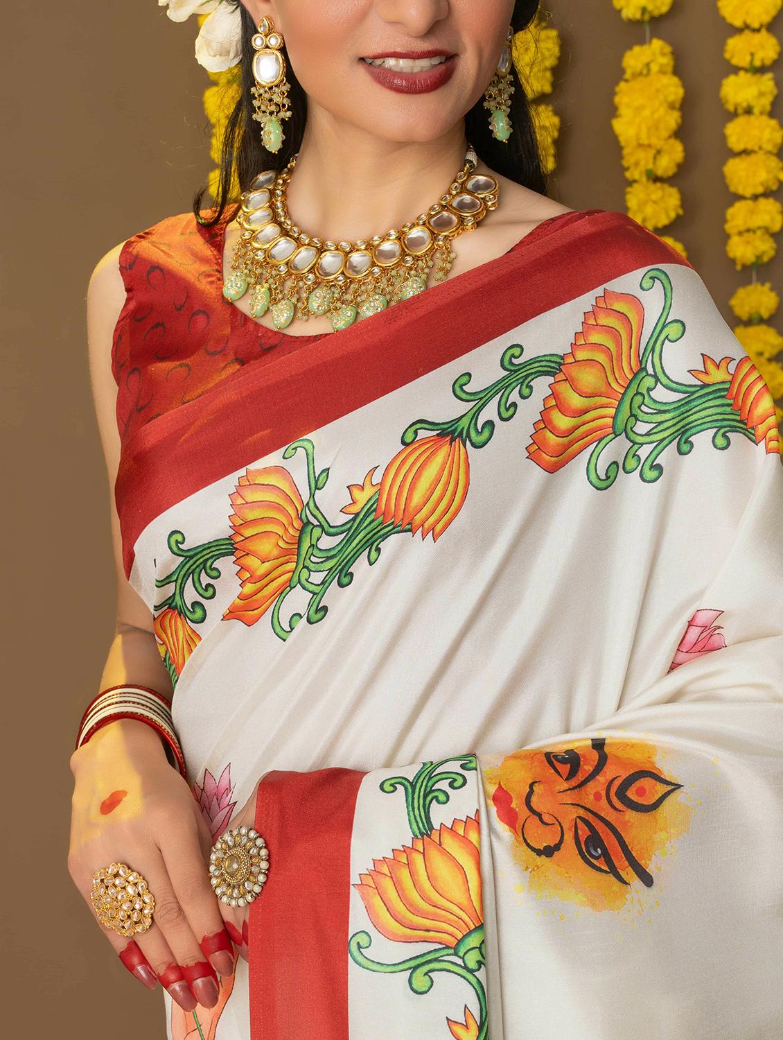 women printed casual wear saree with blouse - 21911821 - Standard Image - 4