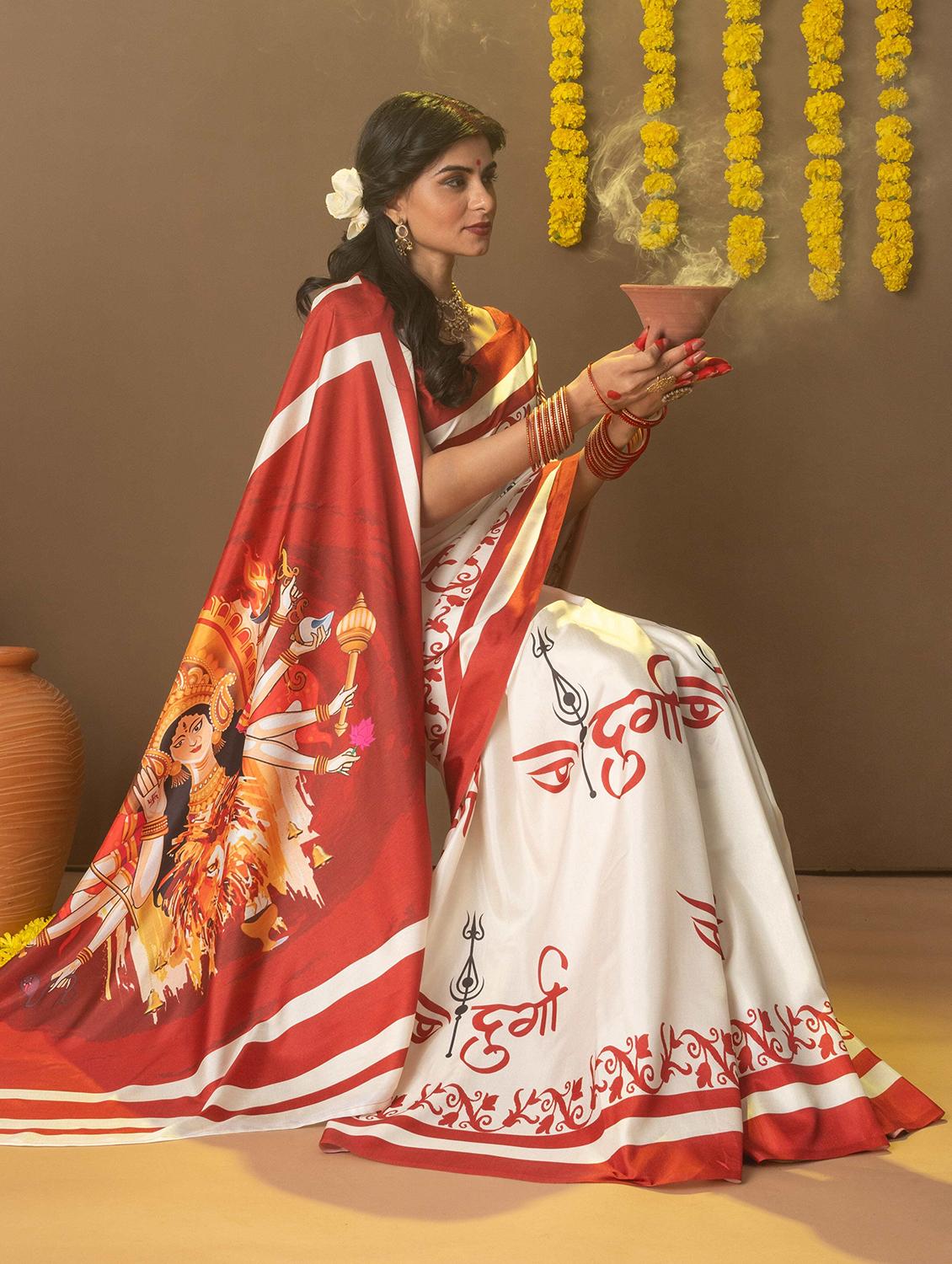 women printed casual wear saree with blouse - 21911822 - Standard Image - 4