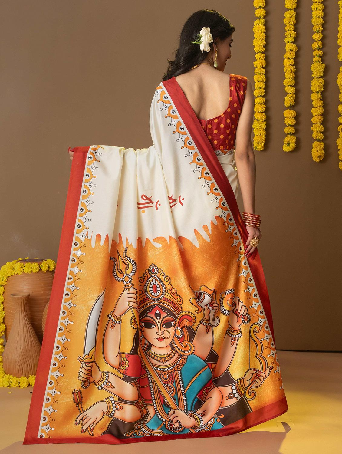 women printed casual wear saree with blouse - 21911825 - Standard Image - 4