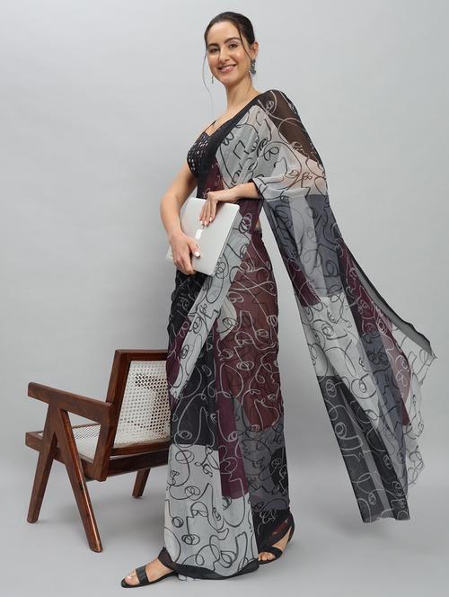 women printed casual wear saree with blouse - 21911827 - Standard Image - 0