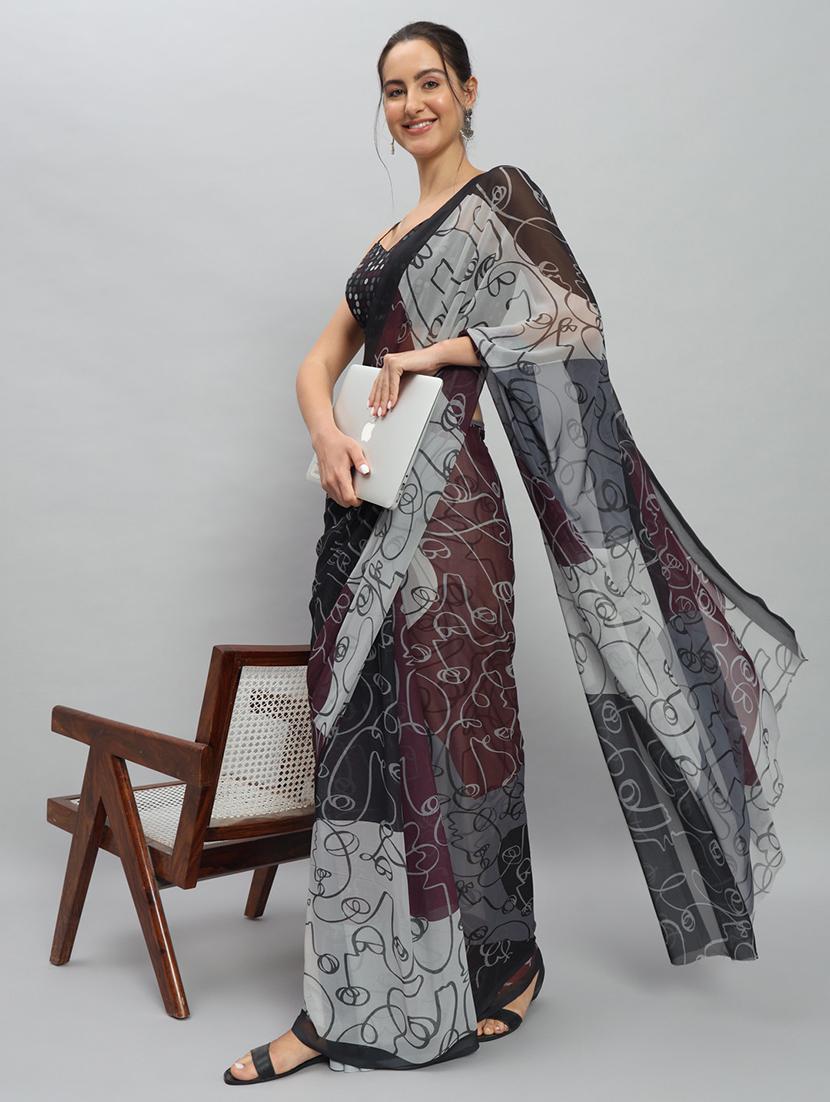women printed casual wear saree with blouse - 21911827 - Zoom Image - 0