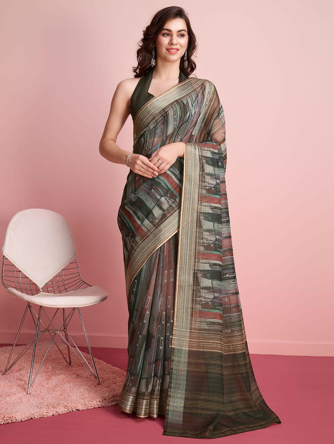 women printed casual wear saree with blouse - 21911858 -  Zoom Image - 0
