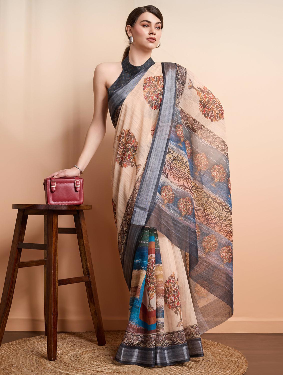 women printed casual wear saree with blouse - 21911859 - Zoom Image - 0
