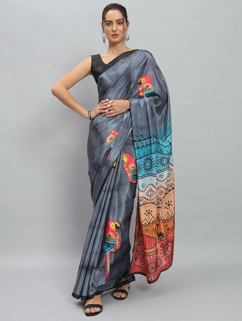 women printed casual wear saree with blouse