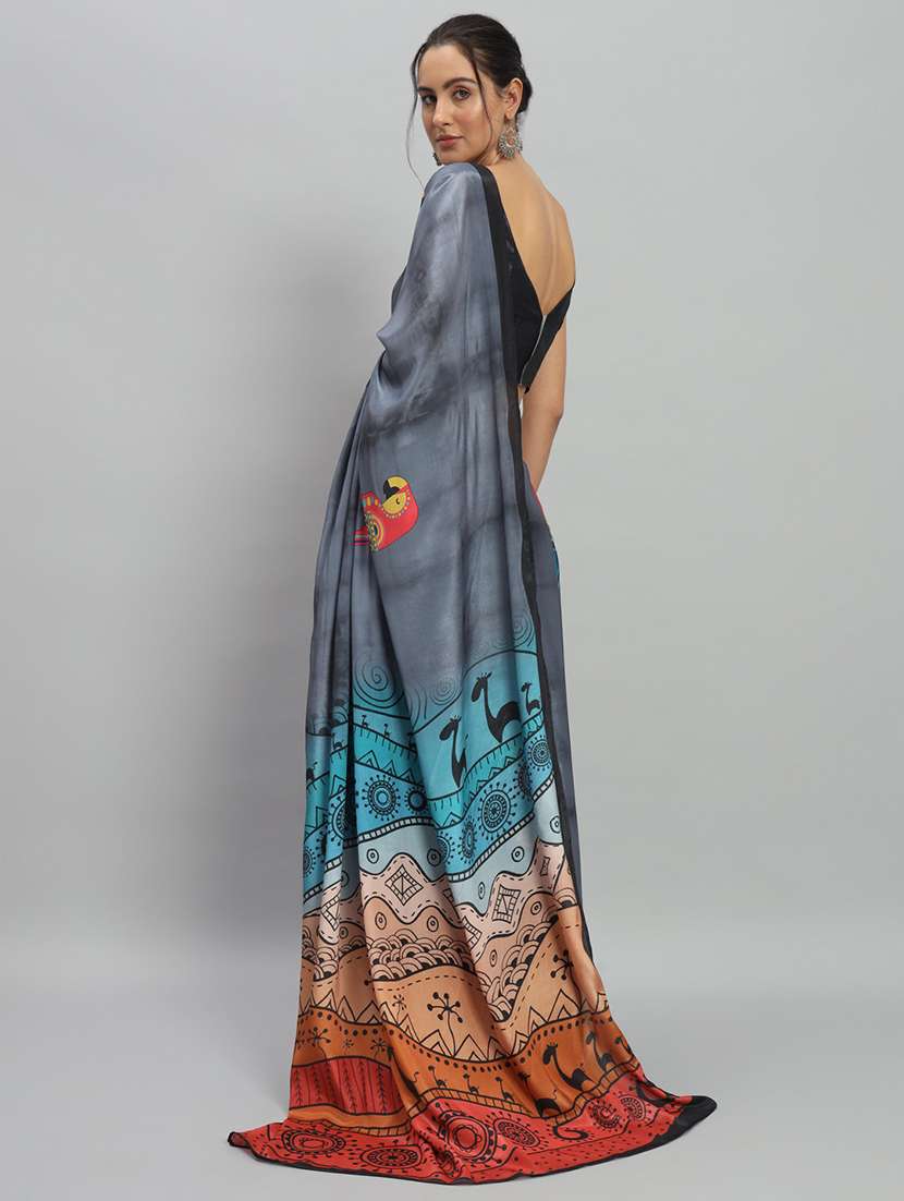 Women Printed Casual Wear Saree With Blouse