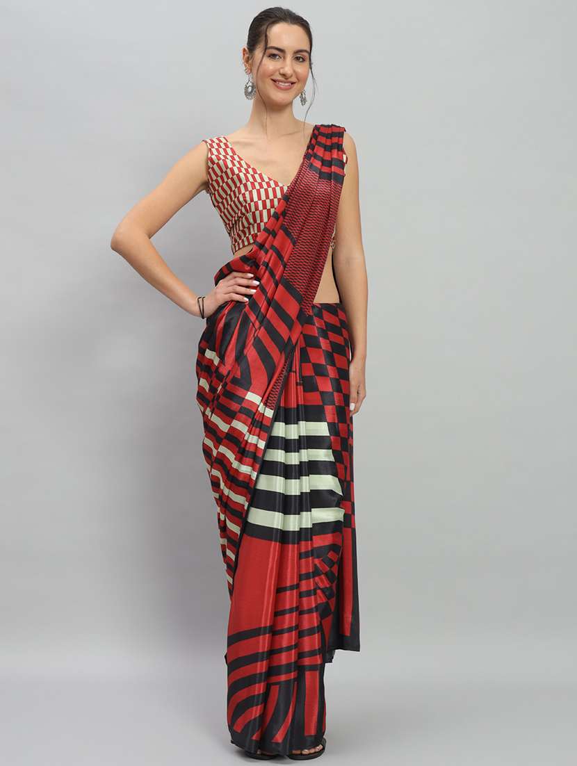 women printed casual wear saree with blouse