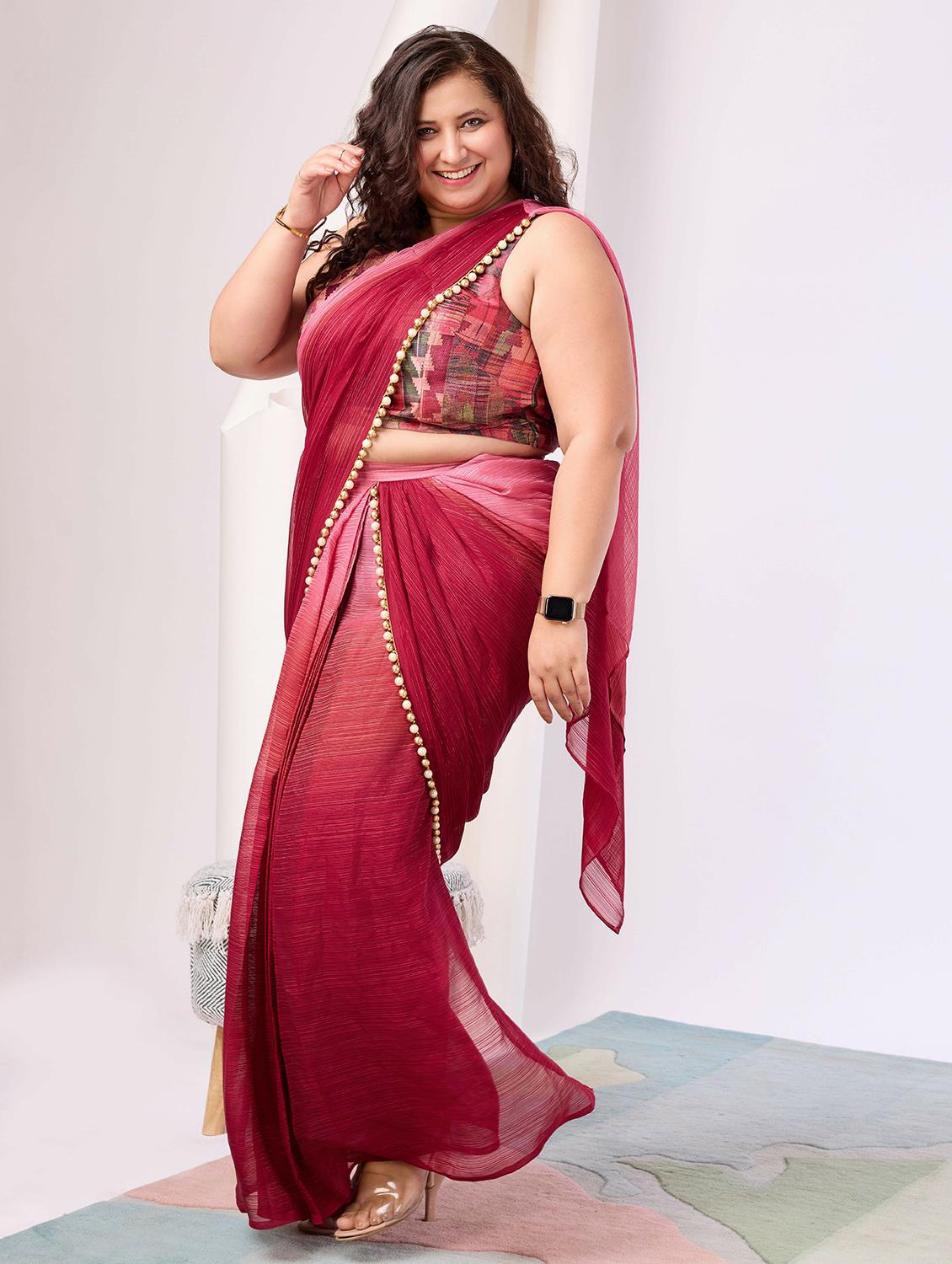 women ombre ready to wear saree with blouse - 21911873 - Standard Image - 1