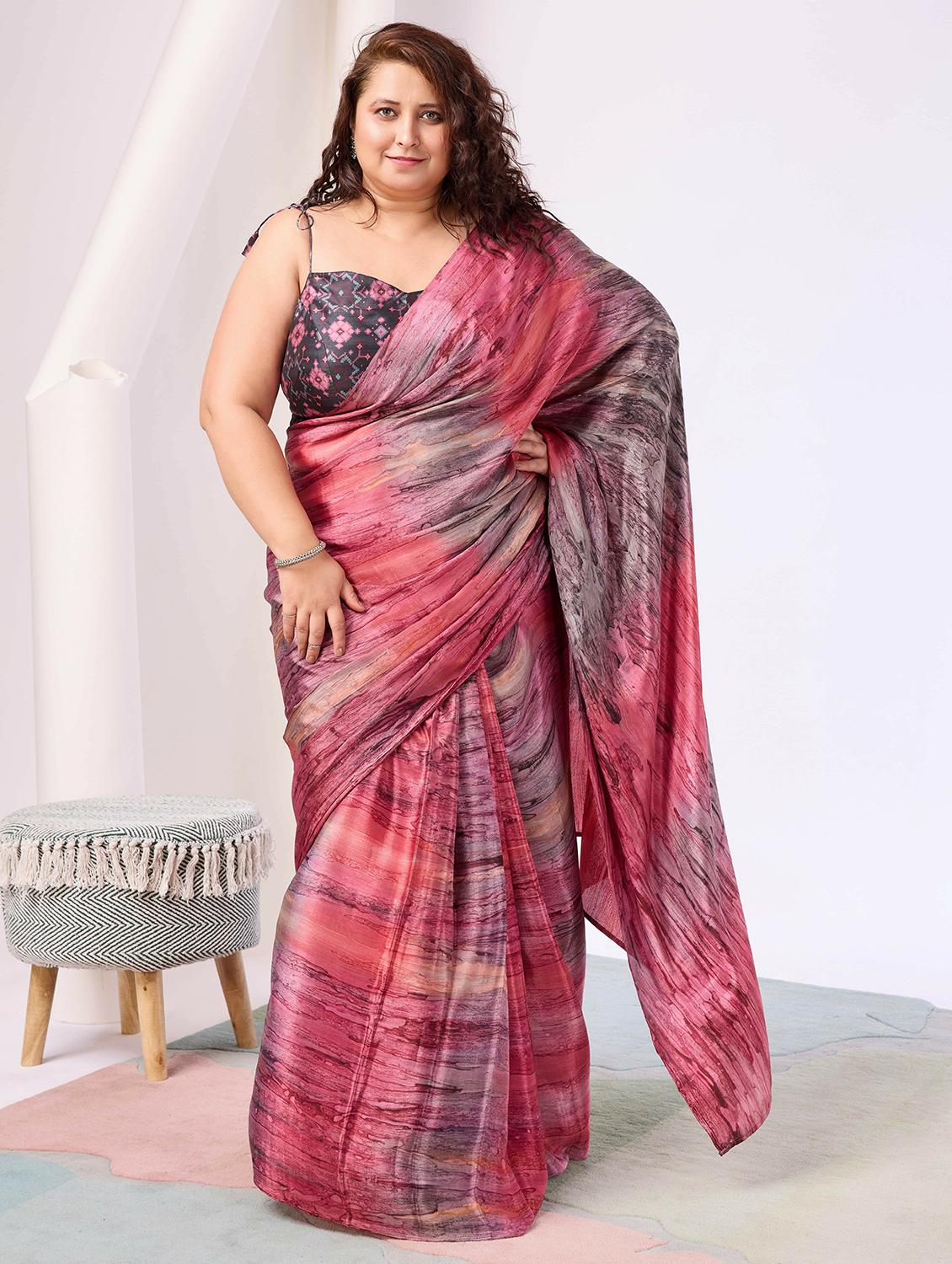 women printed ready to wear saree with blouse - 21911880 - Zoom Image - 0