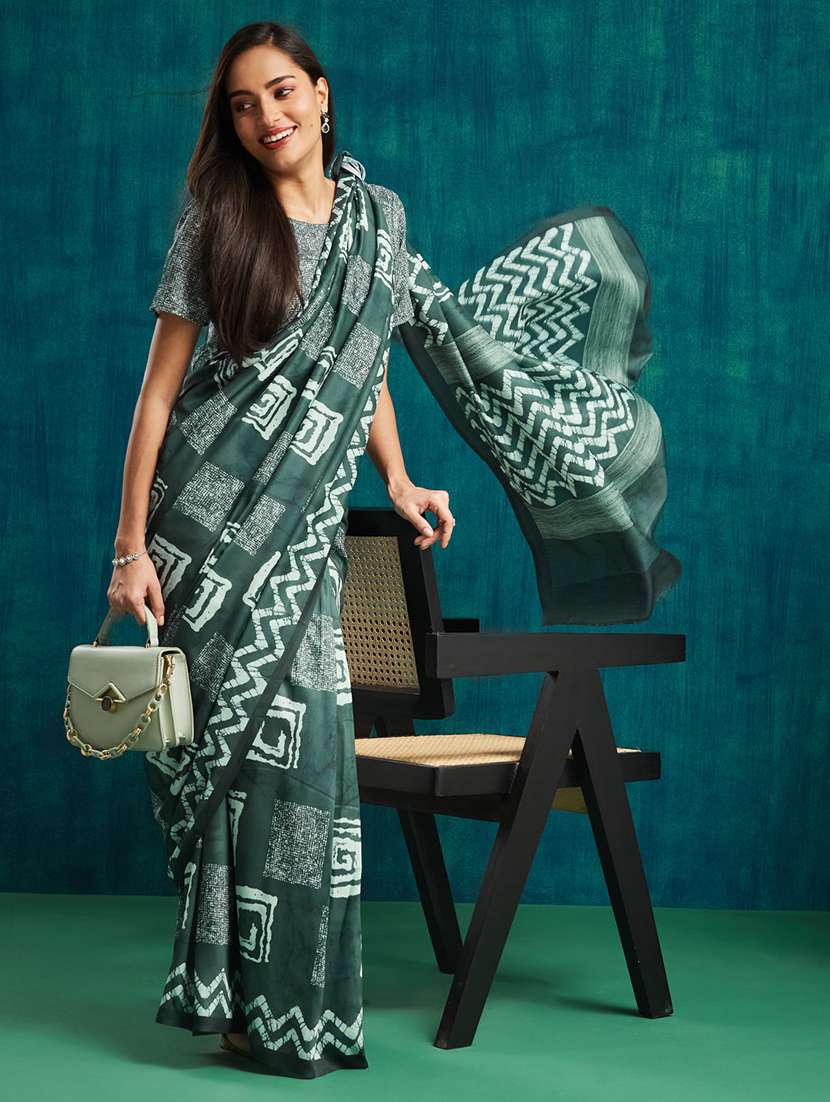 women printed ready to wear saree with blouse