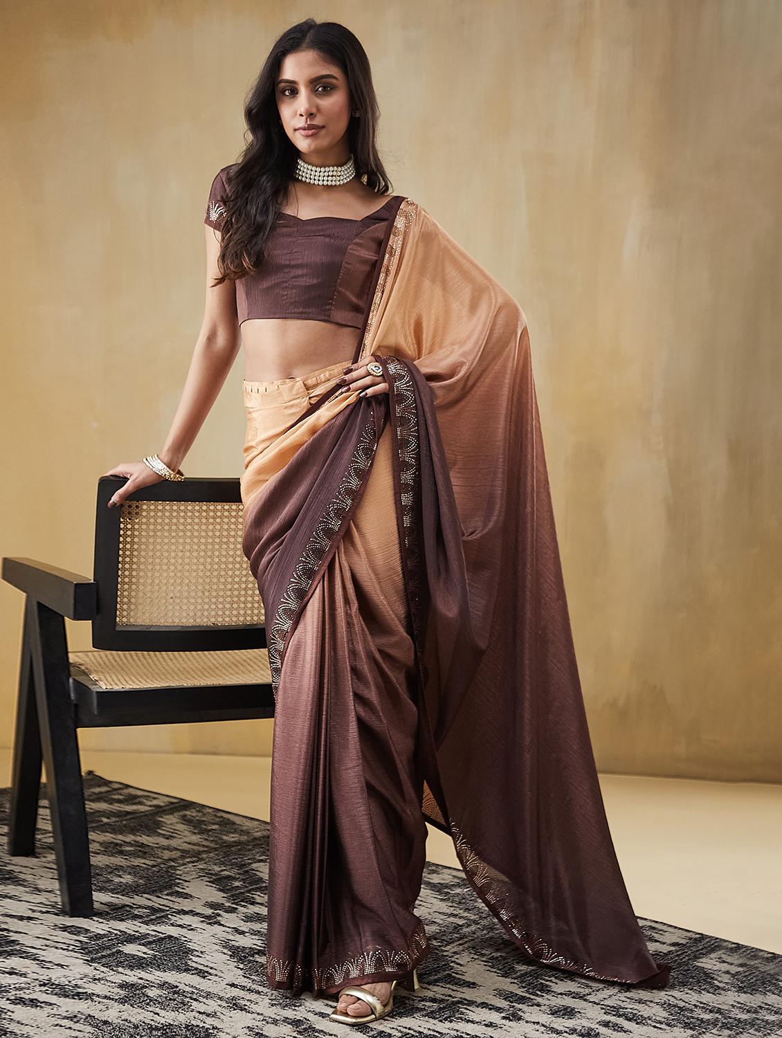 women ombre ready to wear saree with blouse
