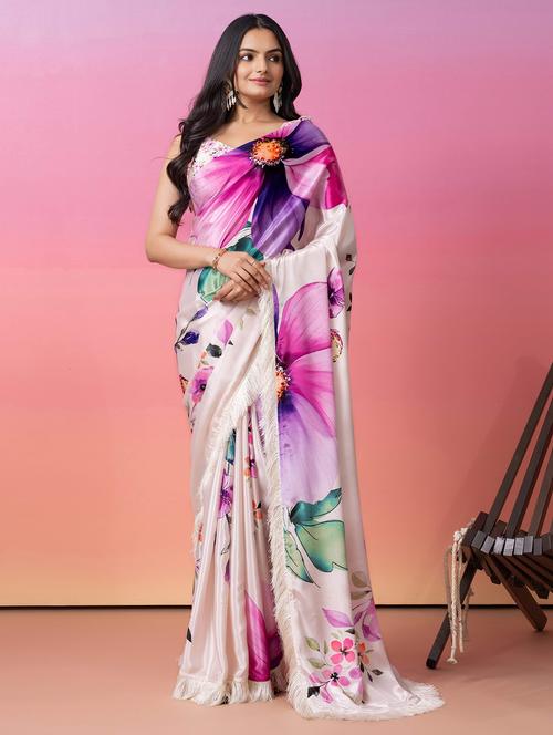 women floral printed ready to wear saree with blouse - 21911943 -  Standard Image - 0