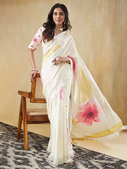 women floral printed ready to wear saree with blouse - 21911944 - Standard Image - 0