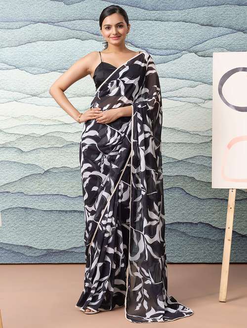 women printed ready to wear saree with blouse - 21911953 -  Standard Image - 0