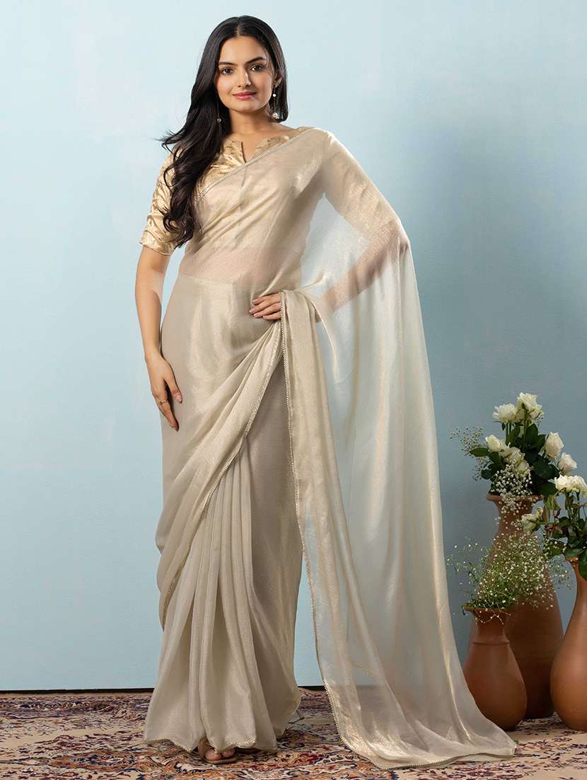 women solid ready to wear saree with blouse