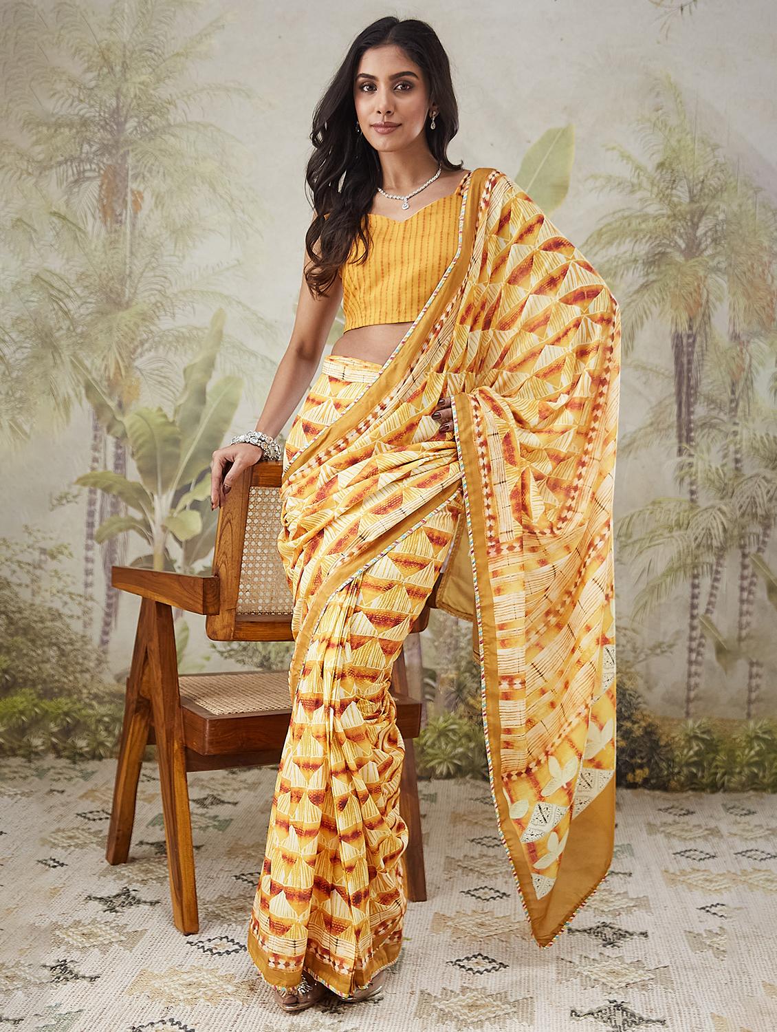 women printed ready to wear saree with blouse - 21911961 - Zoom Image - 0