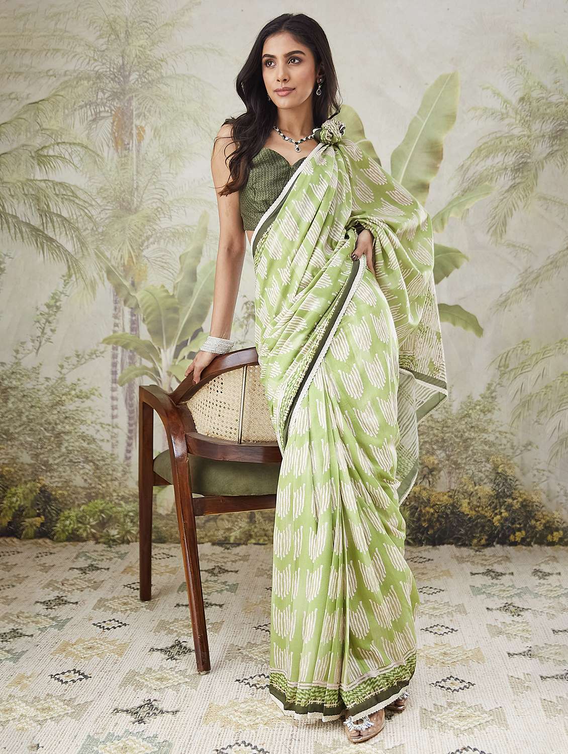 women printed ready to wear saree with blouse - 21911963 -  Zoom Image - 0