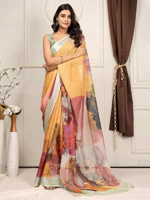 women printed casual wear saree with blouse - 21912130 -  Standard Image - 0