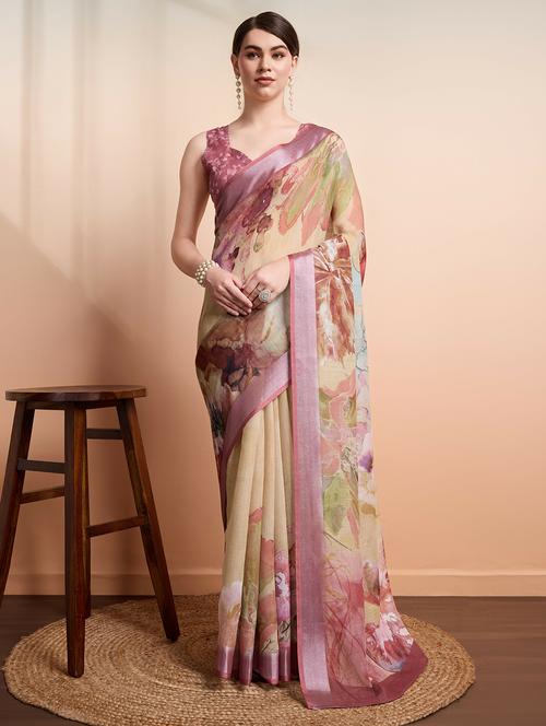 women printed casual wear saree with blouse - 21912132 -  Standard Image - 0