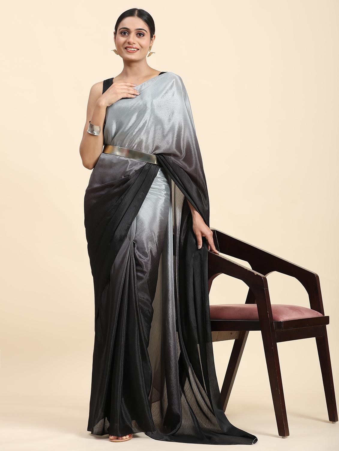 women ombre printed ready to wear saree with blouse - 21912260 - Zoom Image - 0