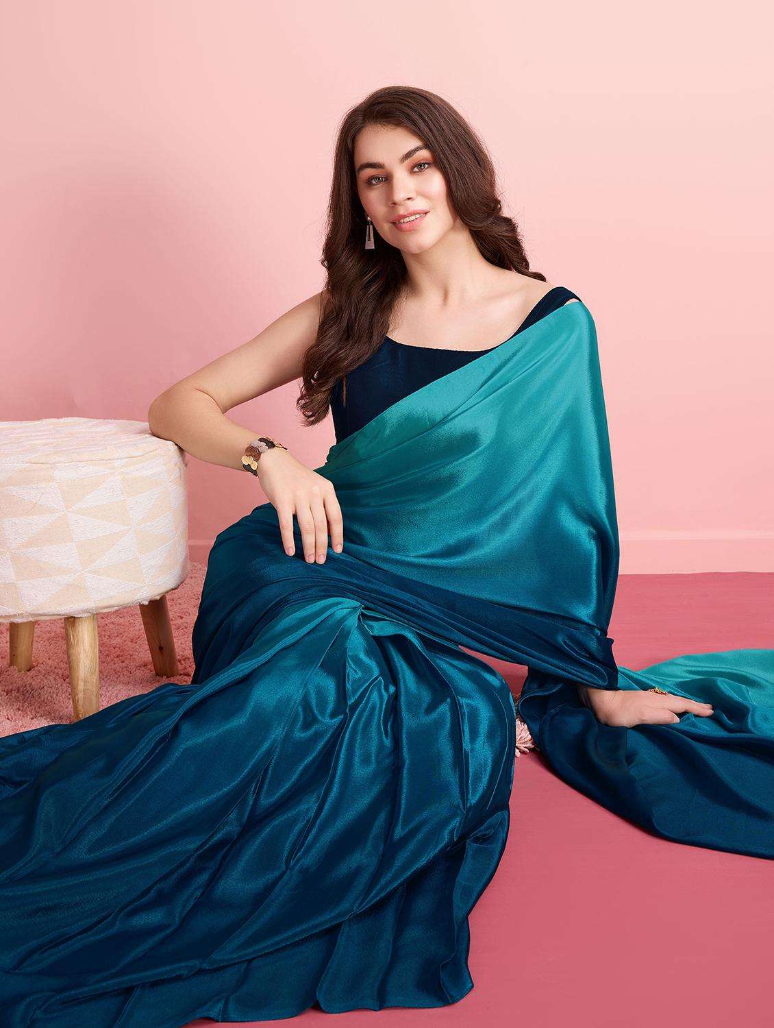 women ombre printed ready to wear saree with blouse - 21912262 -  Standard Image - 1