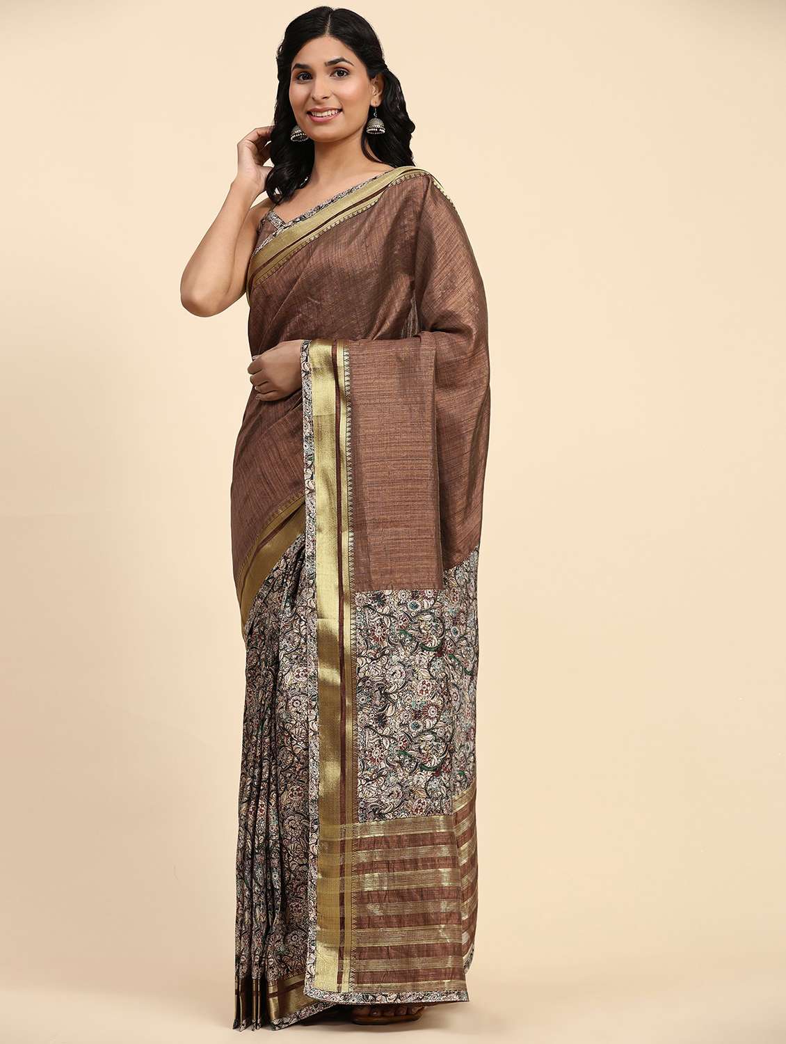 women printed ready to wear saree with blouse - 21912267 - Standard Image - 1