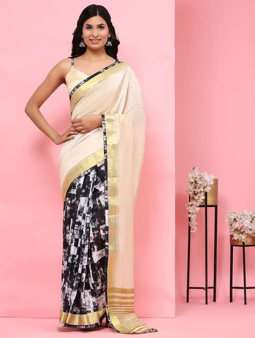 women printed half & half saree with blouse - 21912270 - Standard Image - 0
