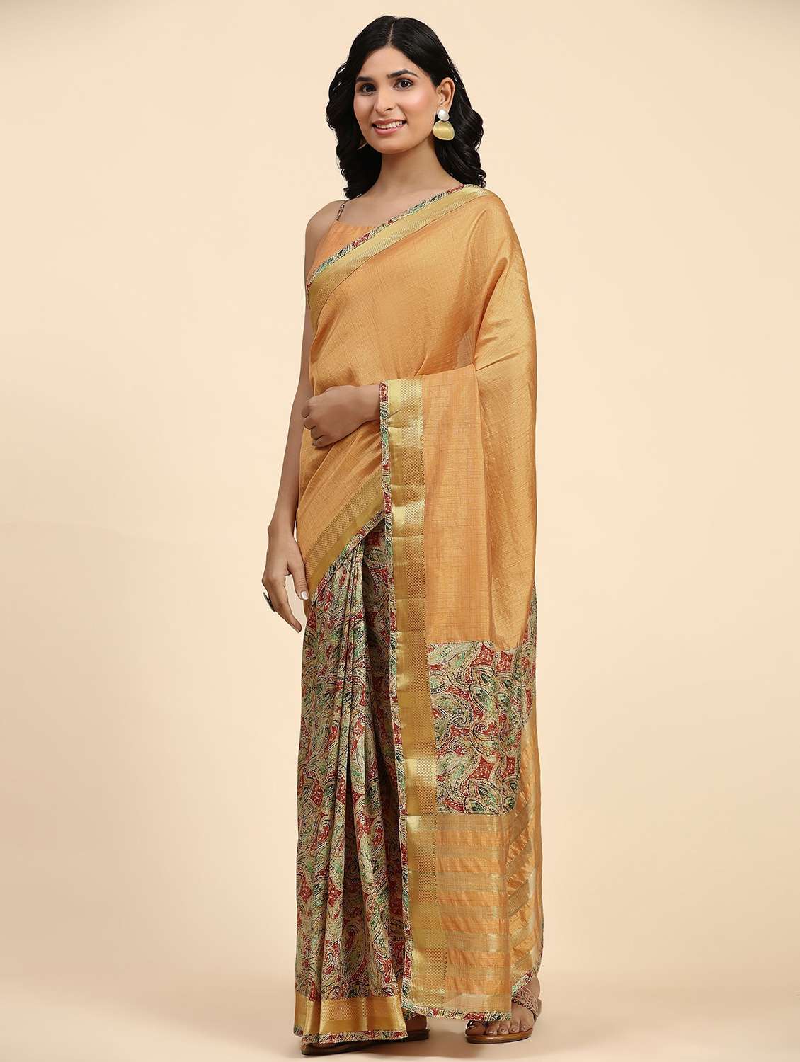 women printed half & half saree with blouse - 21912272 -  Standard Image - 1