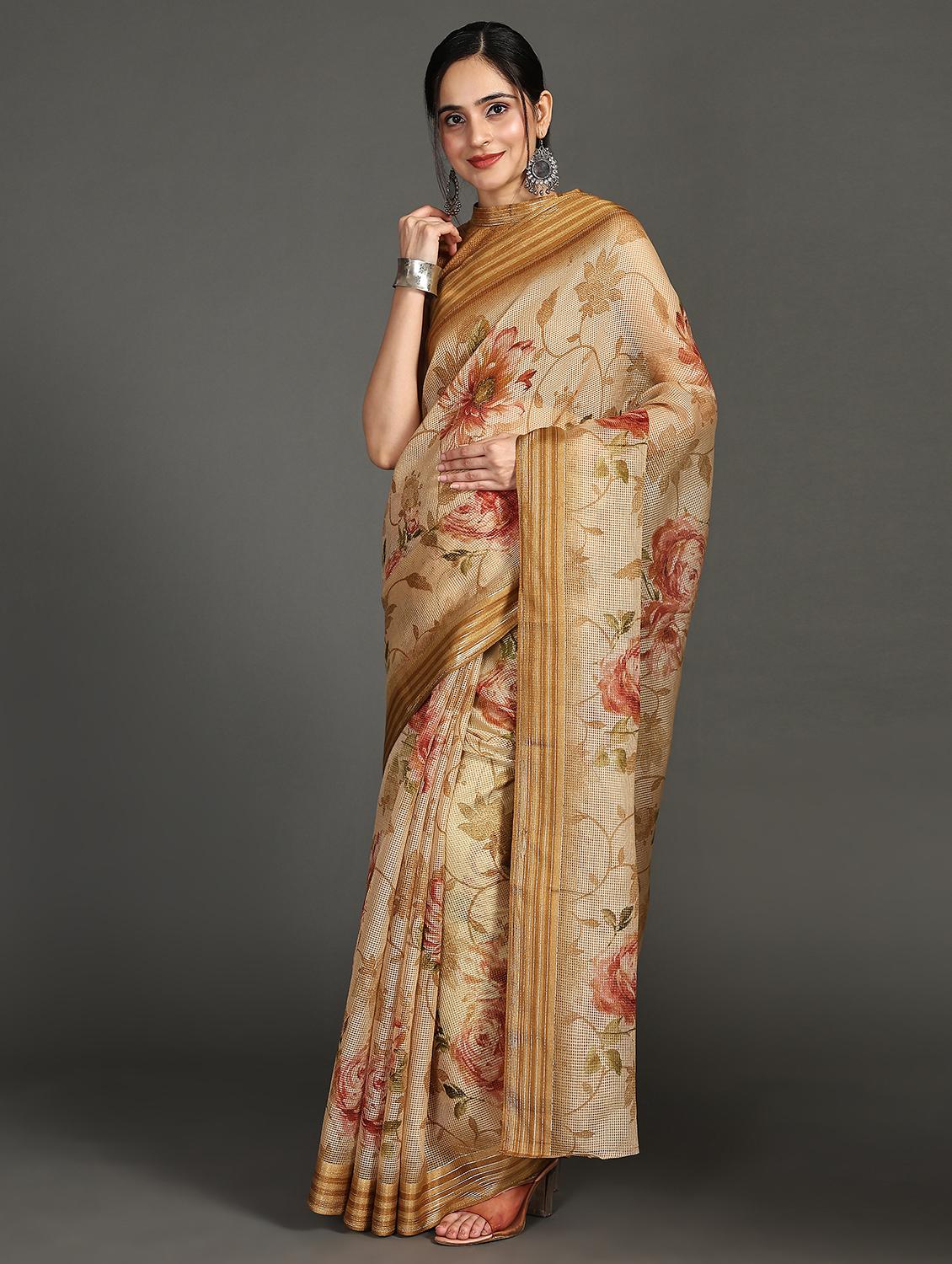 women printed casual wear saree with blouse - 21912311 -  Zoom Image - 0