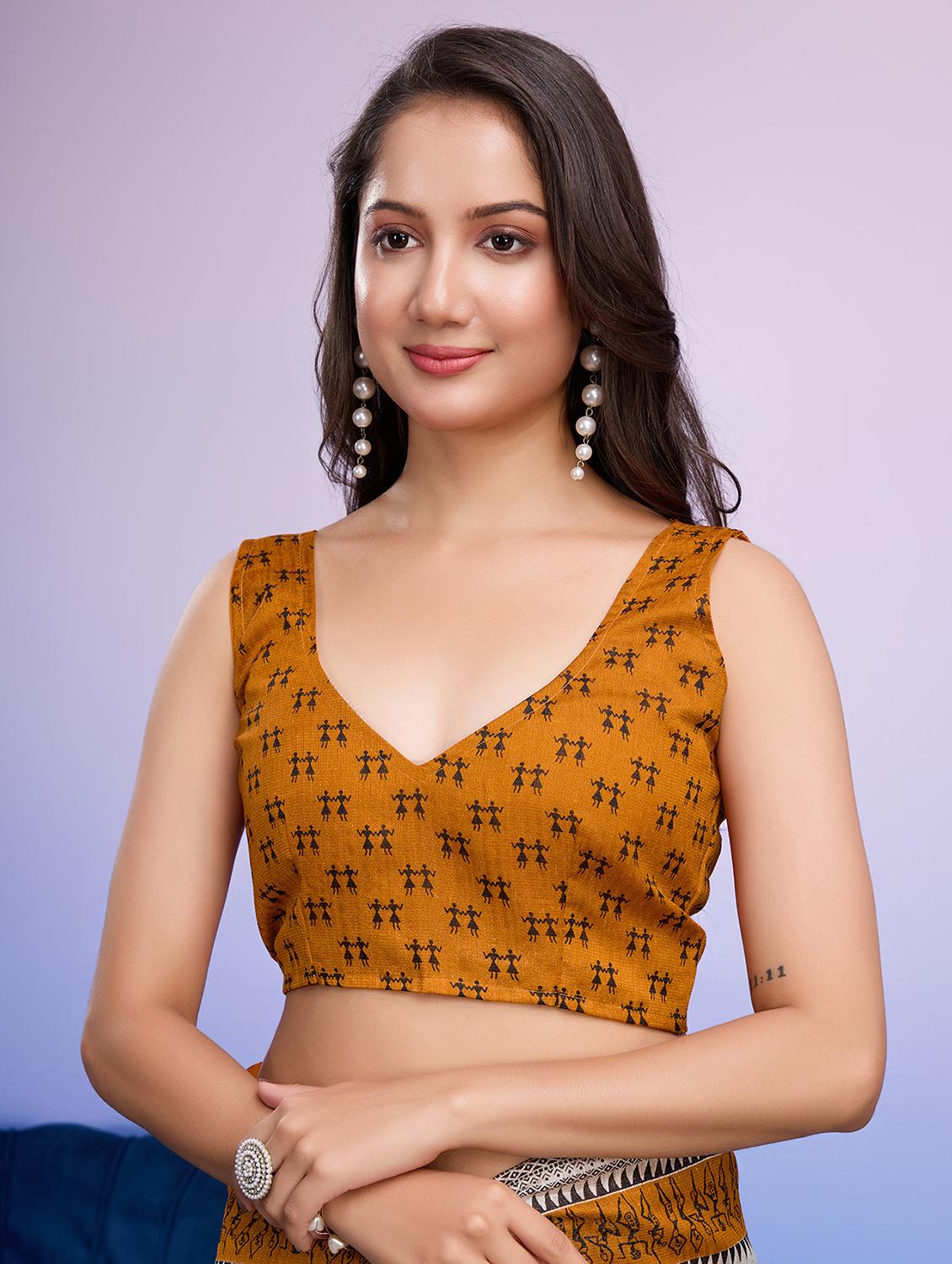 women printed casual wear saree with blouse - 21912329 - Standard Image - 4