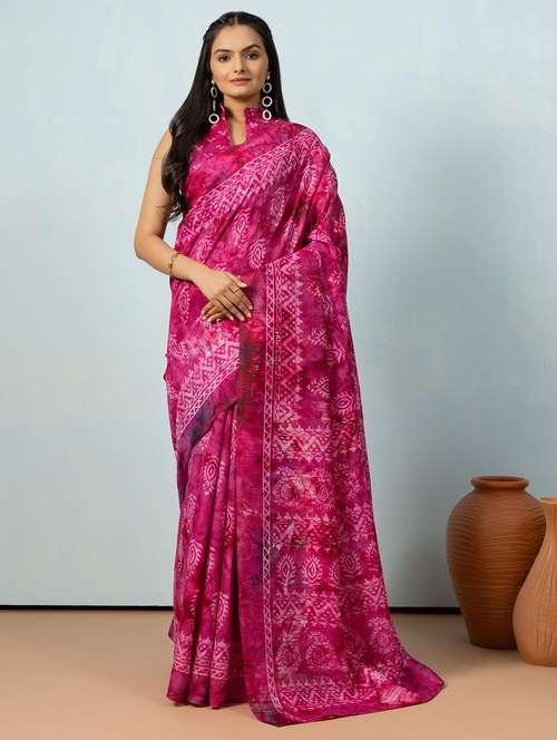 women printed casual wear saree with blouse - 21912344 -  Standard Image - 0