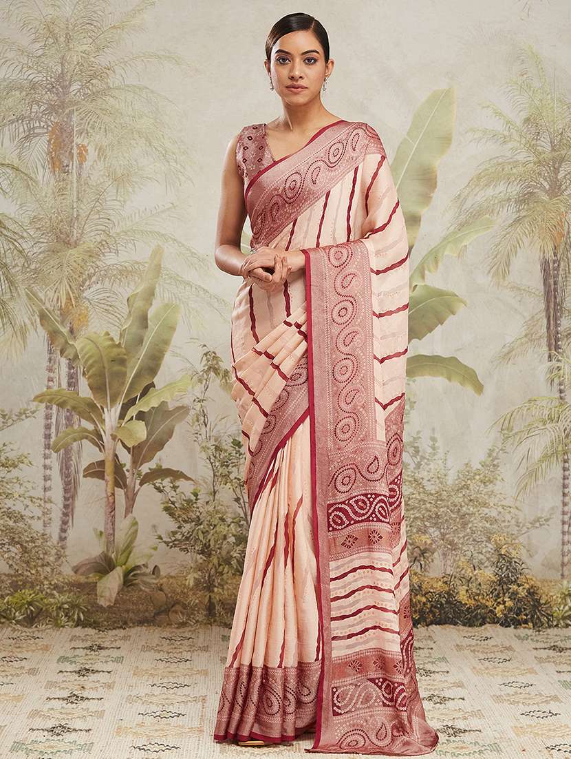 women printed casual wear saree with blouse