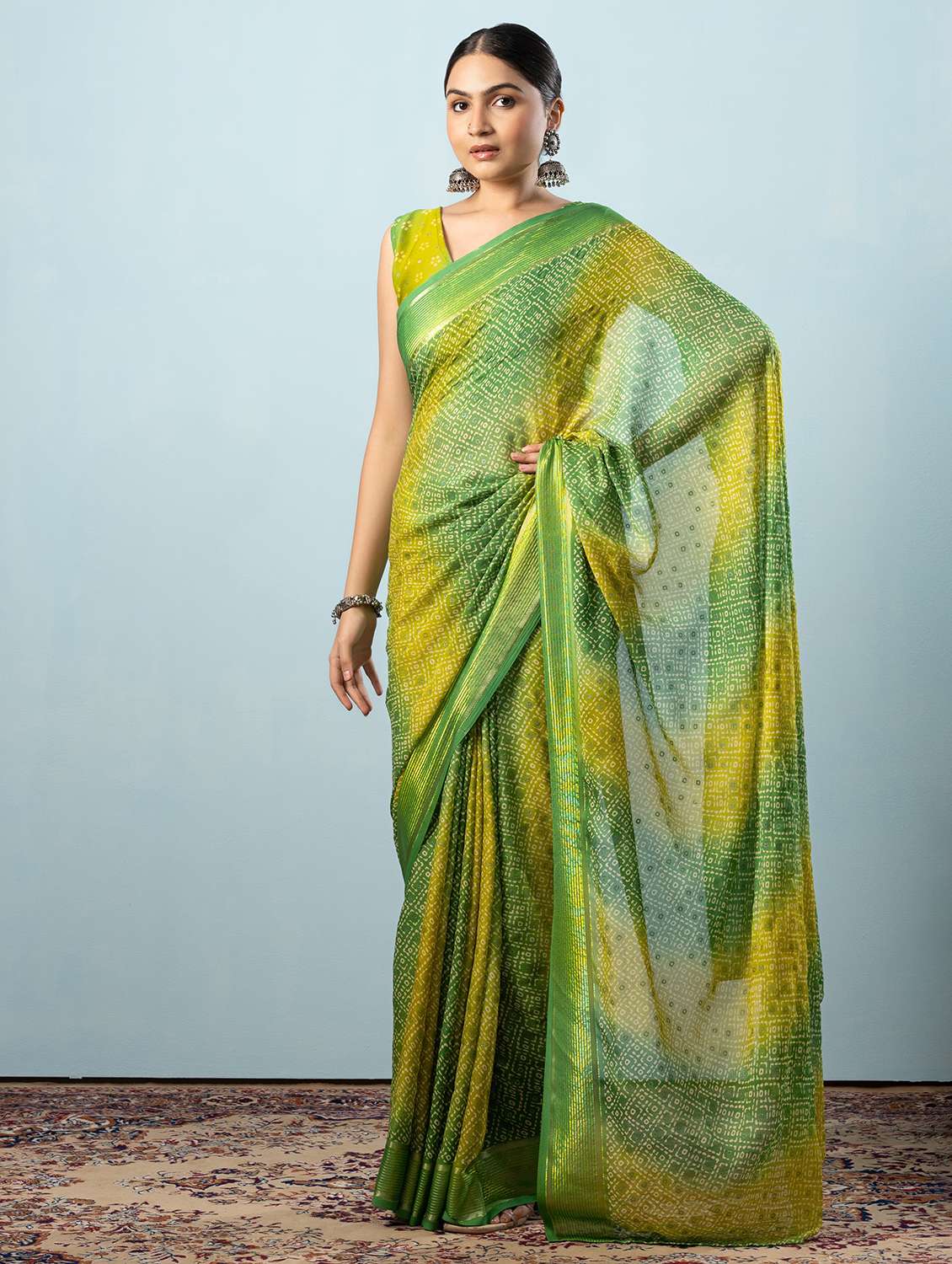 women printed casual wear saree with blouse