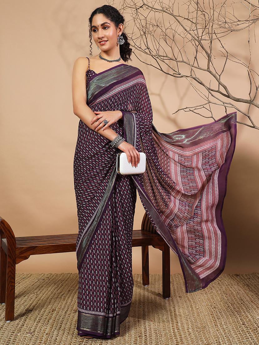 women printed casual wear saree with blouse - 21912366 -  Zoom Image - 0