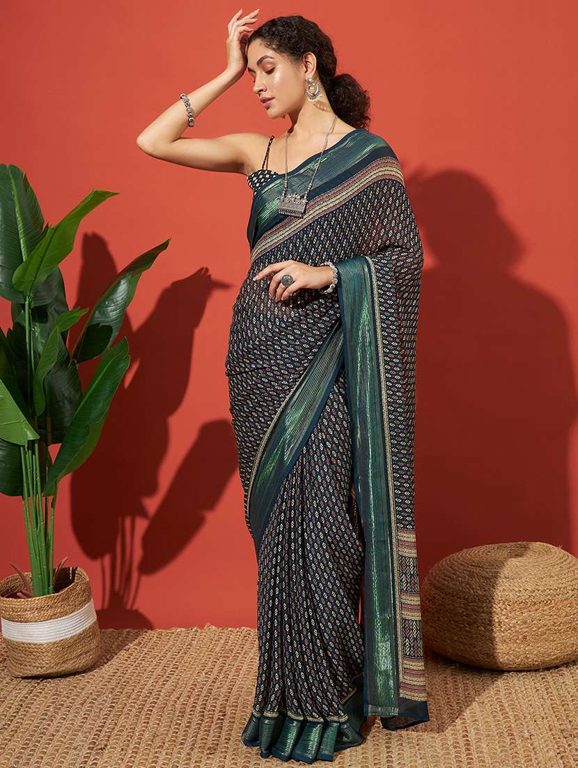 women printed casual wear saree with blouse - 21912367 -  Standard Image - 1