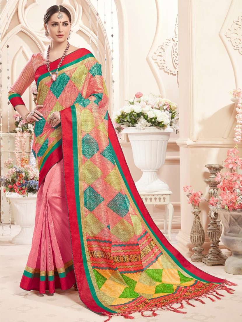women printed casual wear saree with blouse