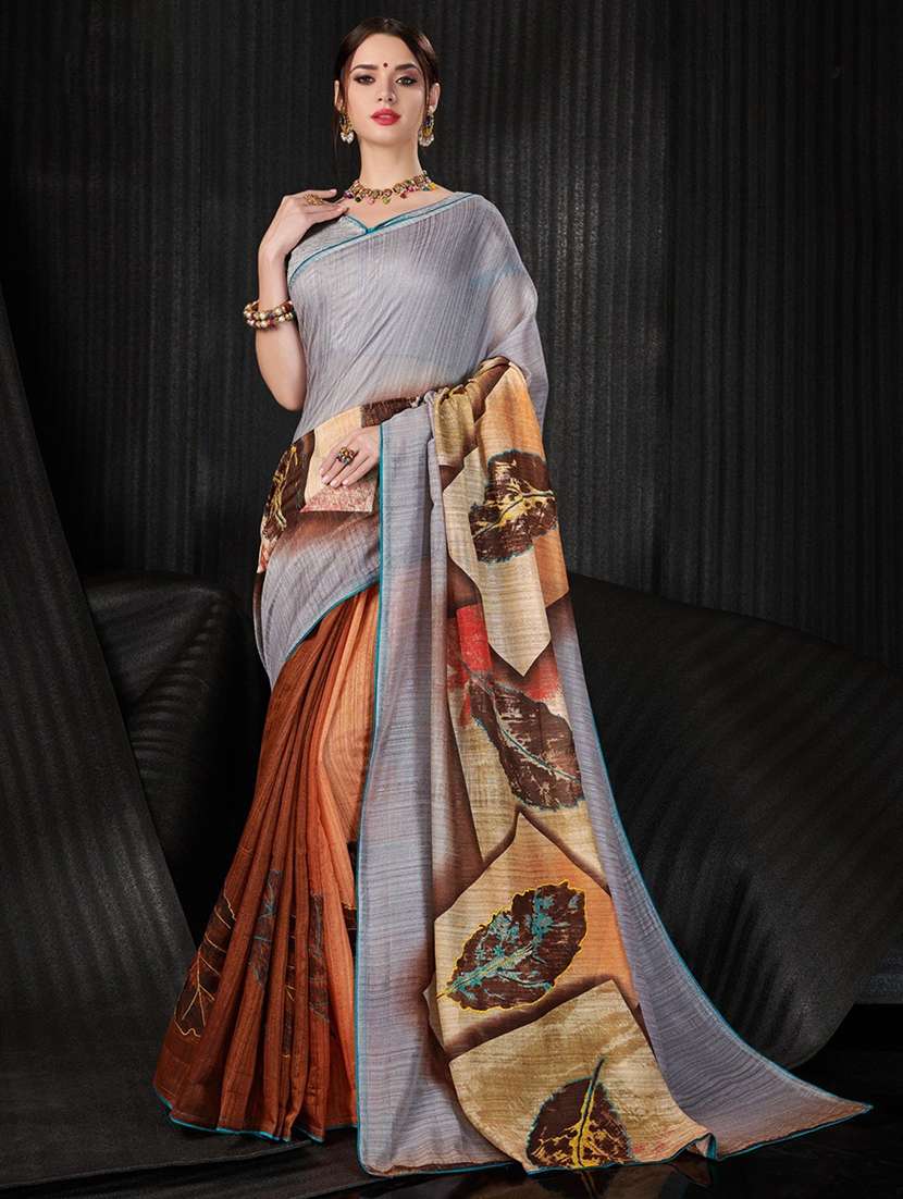 women printed casual wear saree with blouse