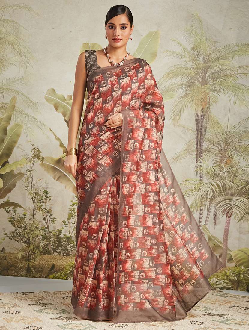 women printed ready to wear saree with blouse - 21912403 - Zoom Image - 0
