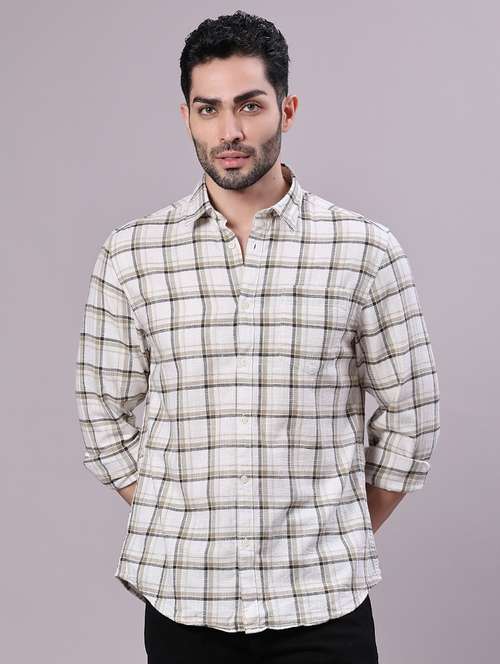 men checkered collared long sleeve shirt - 21912454 - Standard Image - 0