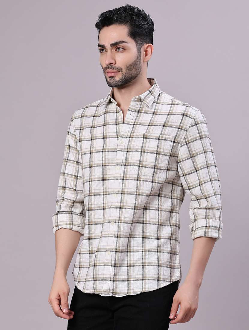men checkered collared long sleeve shirt - 21912454 - Standard Image - 1